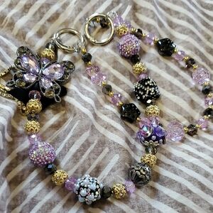 Pretty purple butterfly bag or phone chain